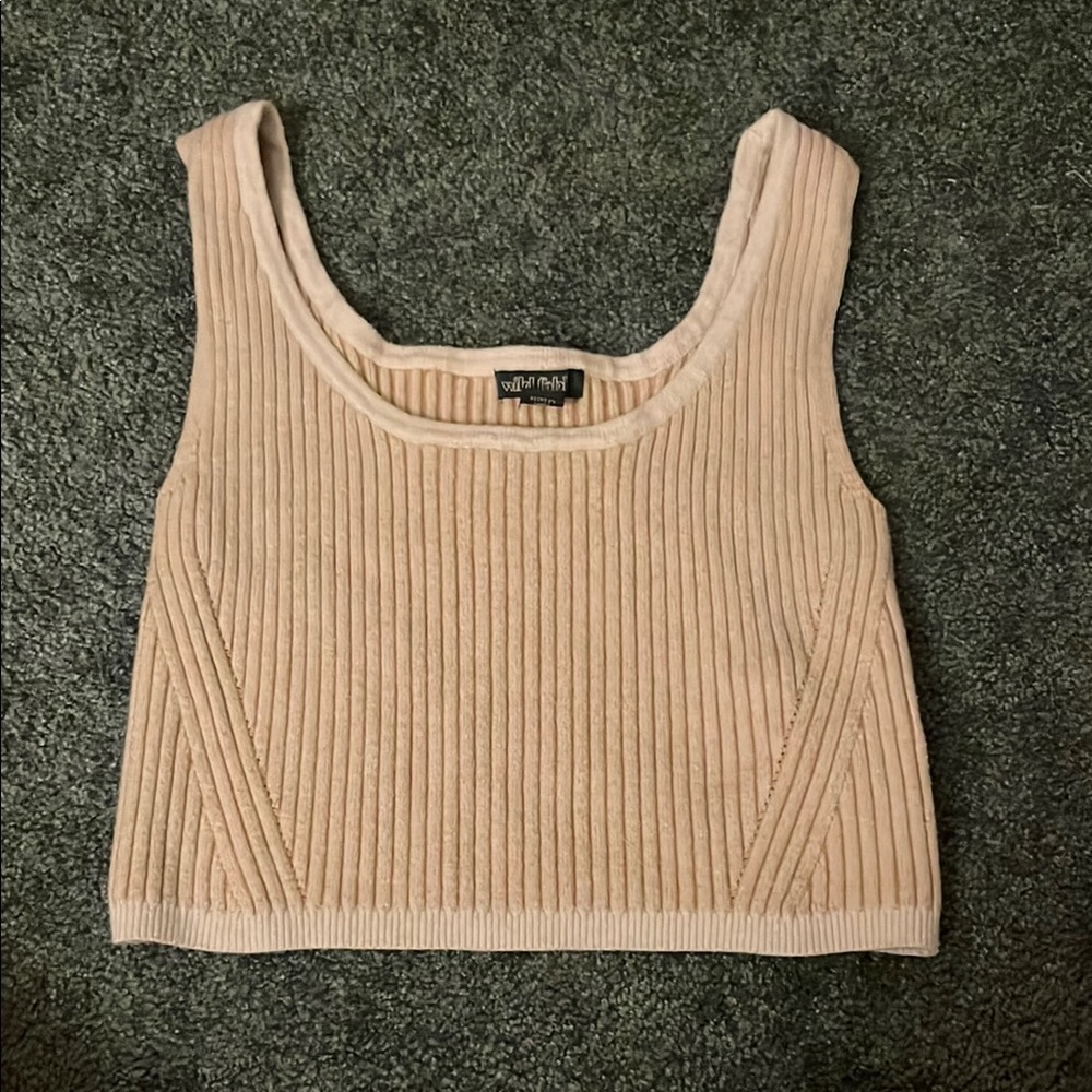 Wild Fable Tan Ribbed Crop Tank Top